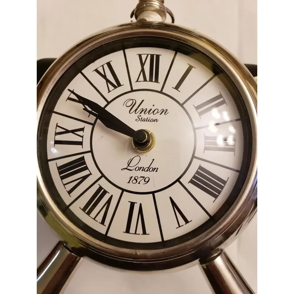 Vintage BELLA LUX Silver Clock Union Station London 1879
